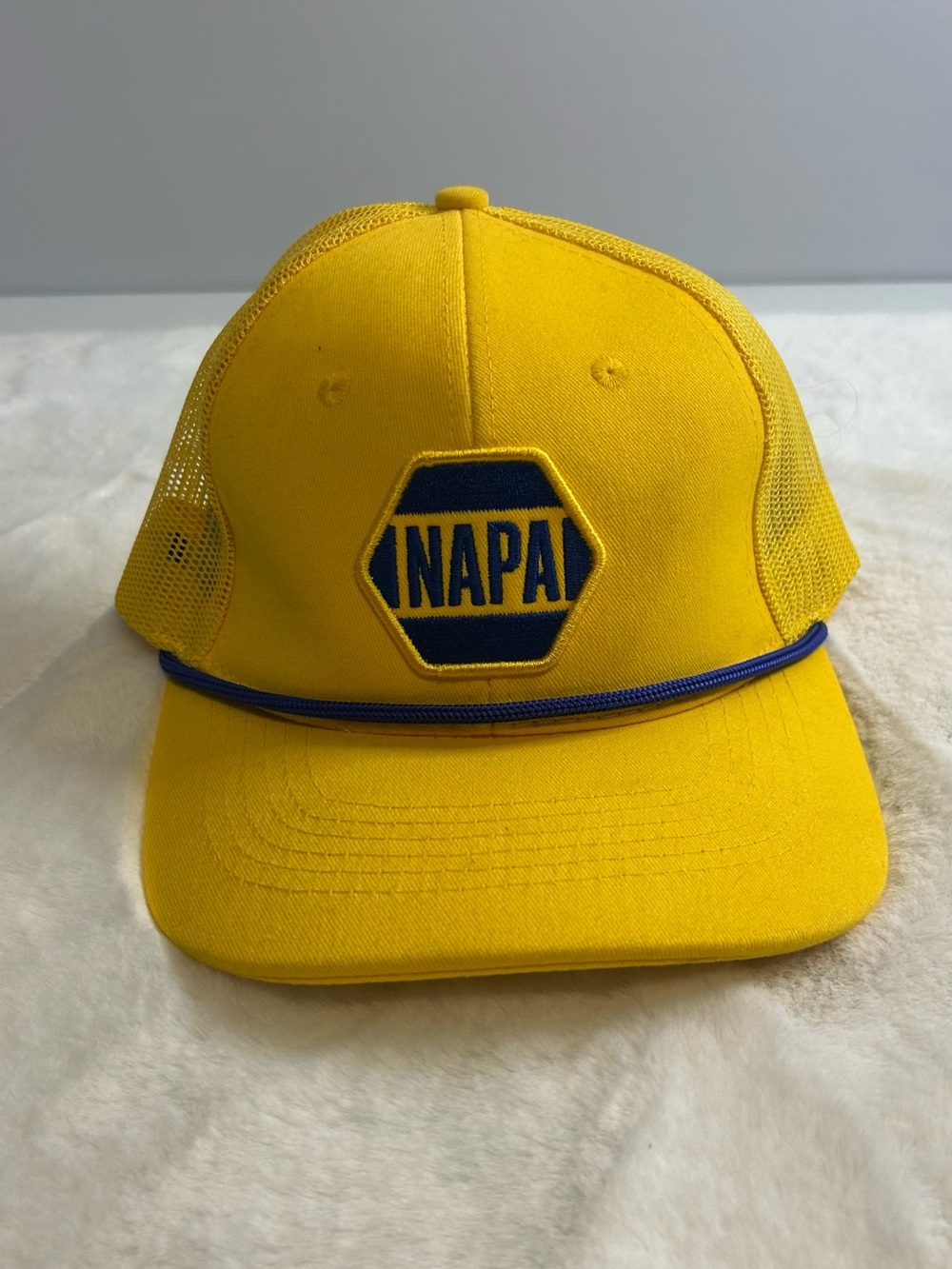 NAPA Auto Parts 100th Anniversary Trucker Hat Yellow Mesh Rope Snapback Cap